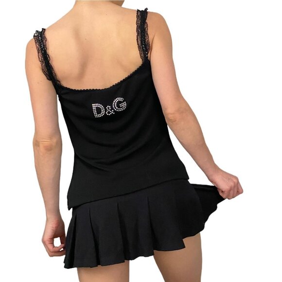 Dolce & Gabbana rhinestone black embellished cami top with lace and sequins - Picture 1 of 5